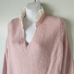 NWT BODEN Pink Lace-Trimmed Women's Sweater